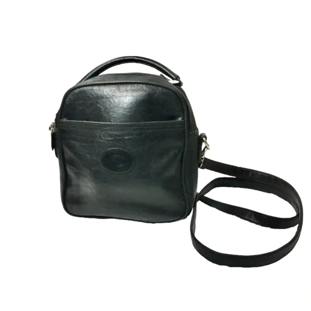 AUSTIN DESIGNS All Leather Vintage Black Crossbody Bag